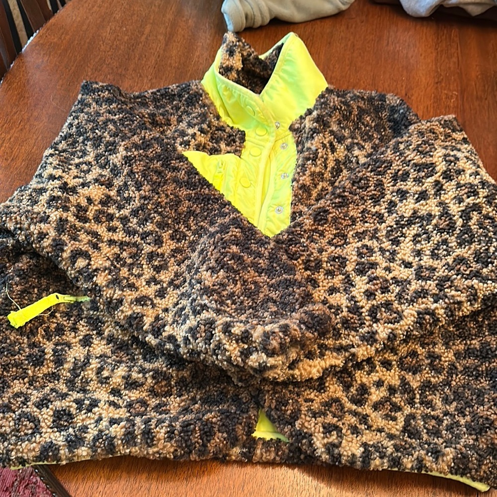 Free People Movement Fleece Leopard Neon Queen of Jungle Size XS